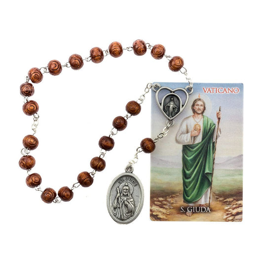 MONDO CATTOLICO Prayer Beads 18 cm (7 in) / 6 mm (0.23 in) Wooden Devotional Rosary of Saint Jude Thaddeus