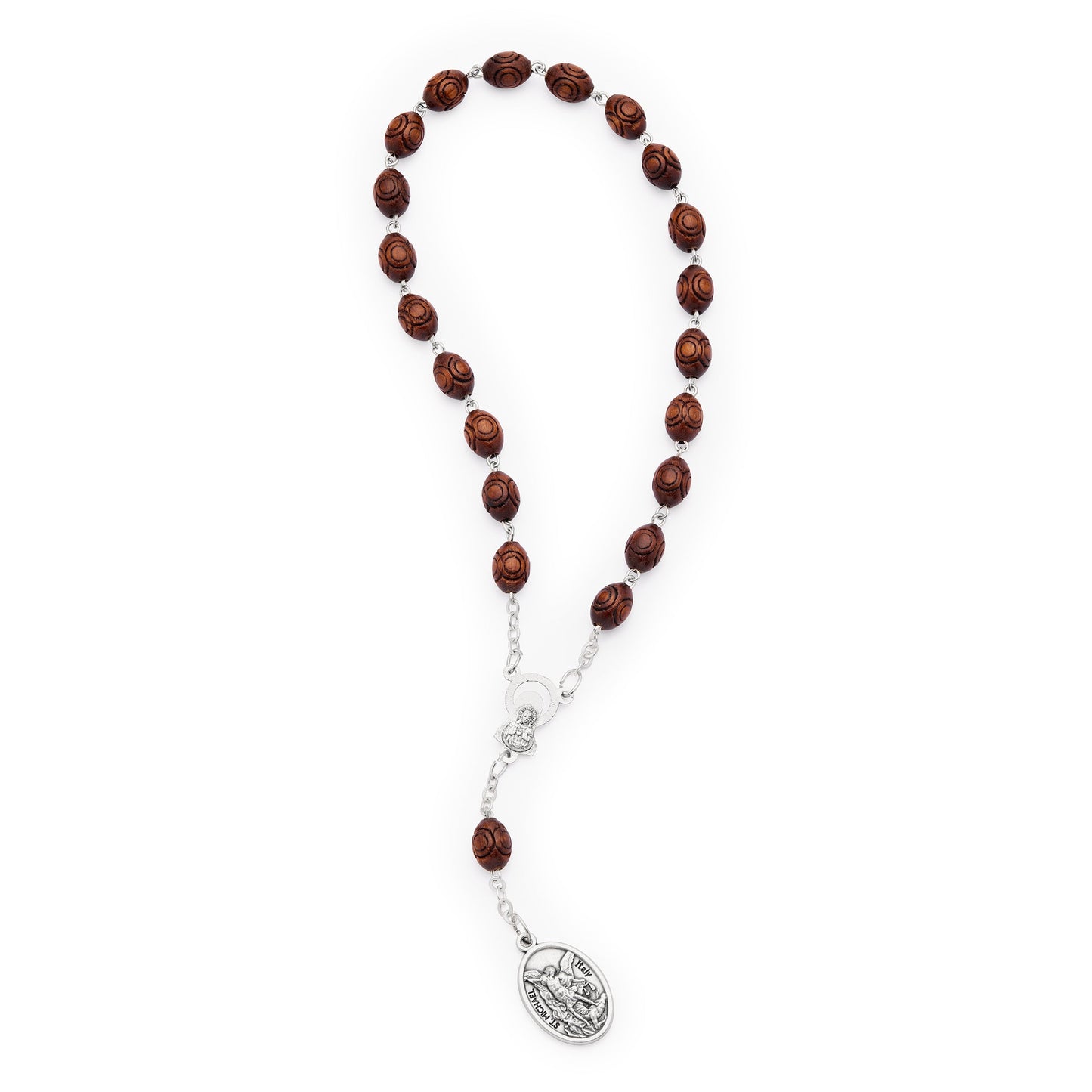 MONDO CATTOLICO ROMA Prayer Beads 18 cm (7 in) / 6 mm (0.23 in) Wooden Devotional Rosary of Saint Michael