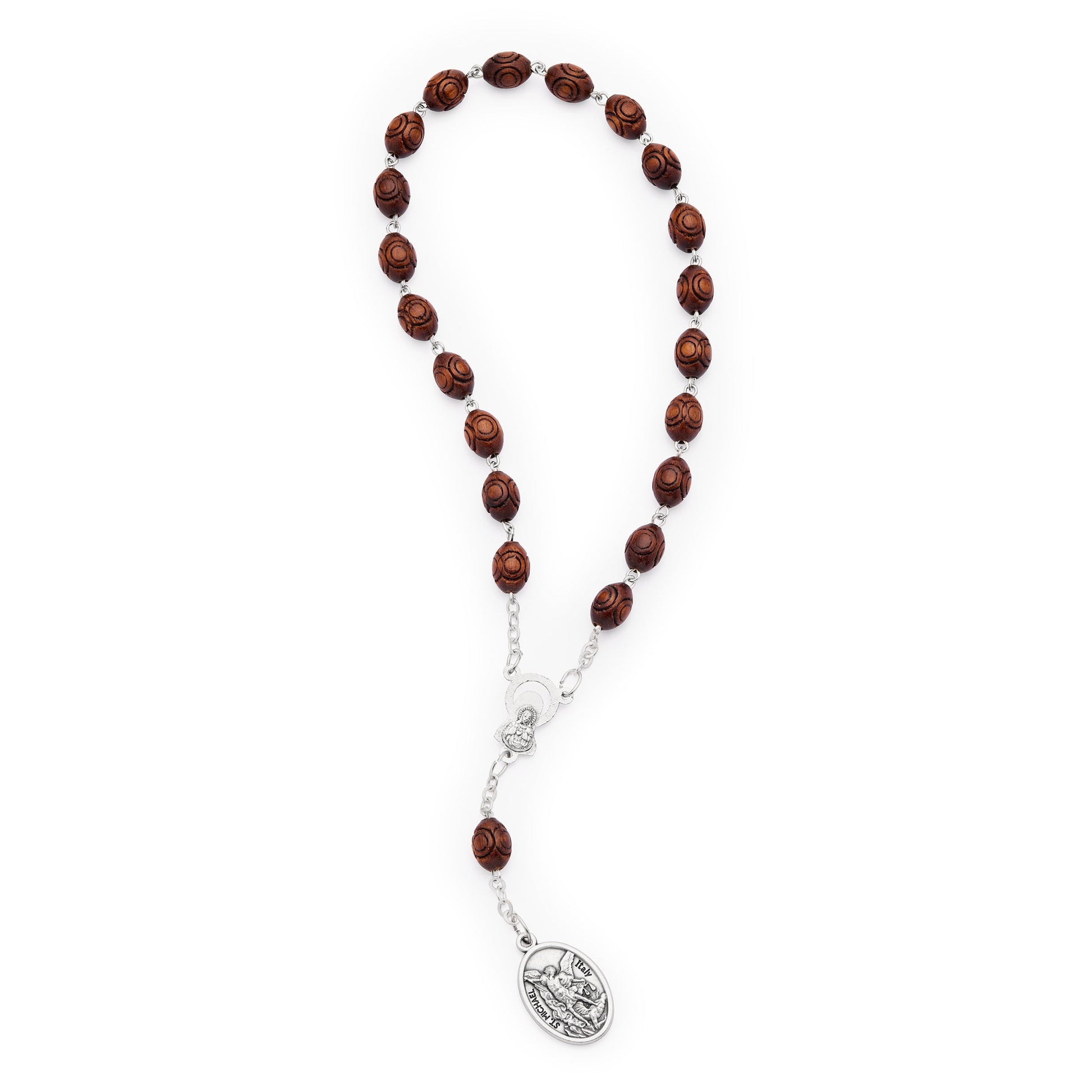 MONDO CATTOLICO ROMA Prayer Beads 18 cm (7 in) / 6 mm (0.23 in) Wooden Devotional Rosary of Saint Michael
