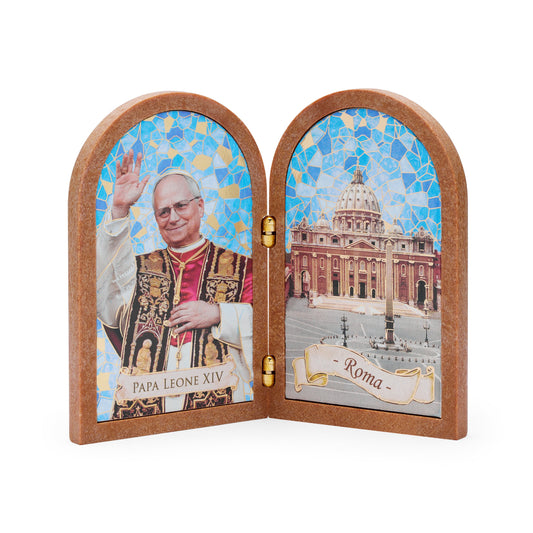 Mondo Cattolico Panel 10 Wooden Diptych of Pope Leo XIV