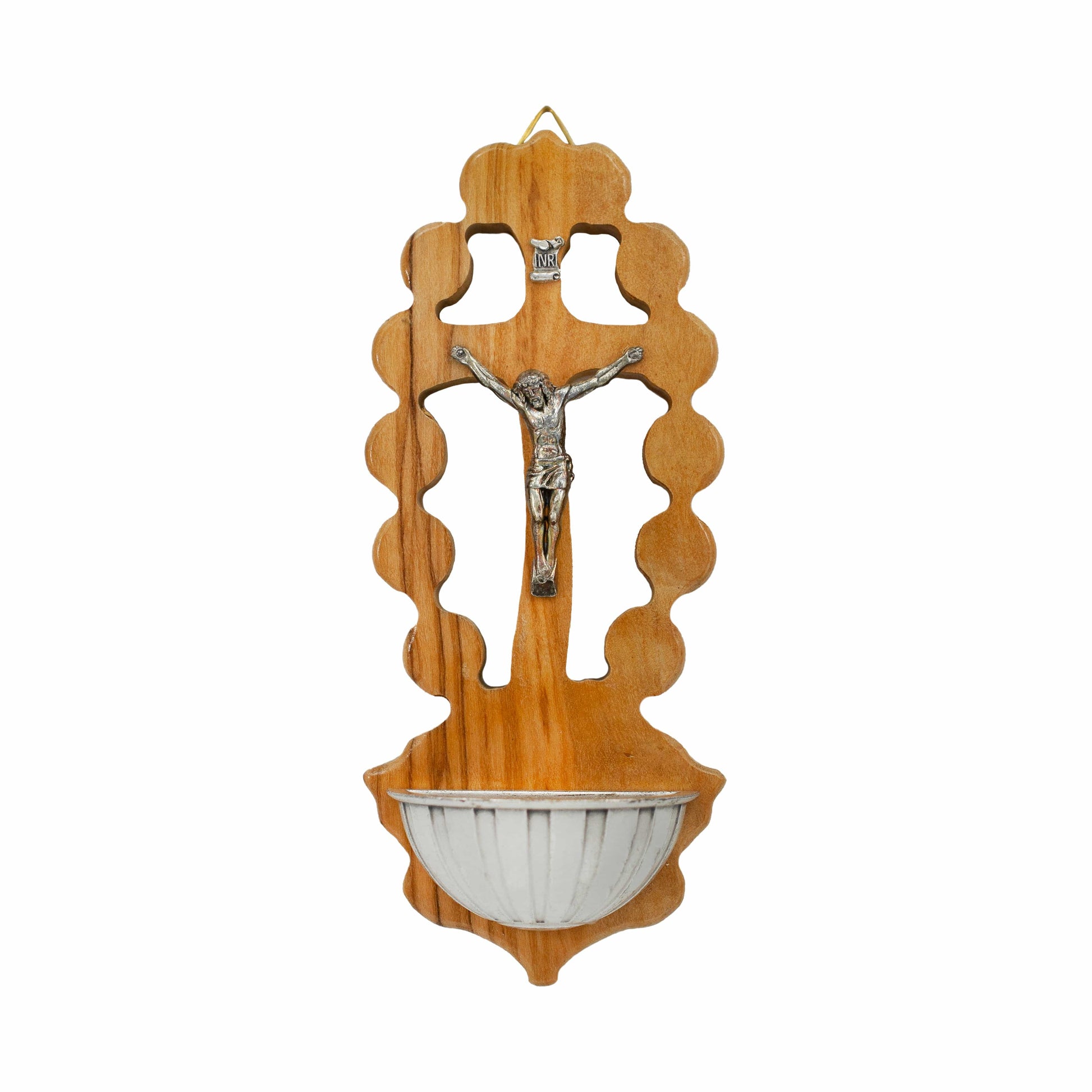 MONDO CATTOLICO Wooden Holy Water Font