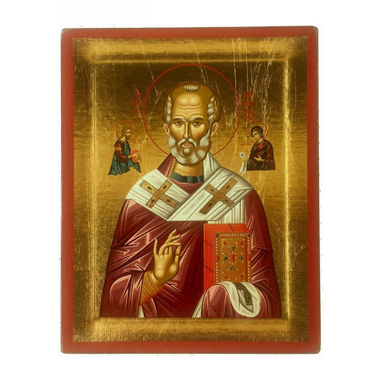 MONDO CATTOLICO Wooden Icon of Saint Nicholas 7,48" X 5,90"