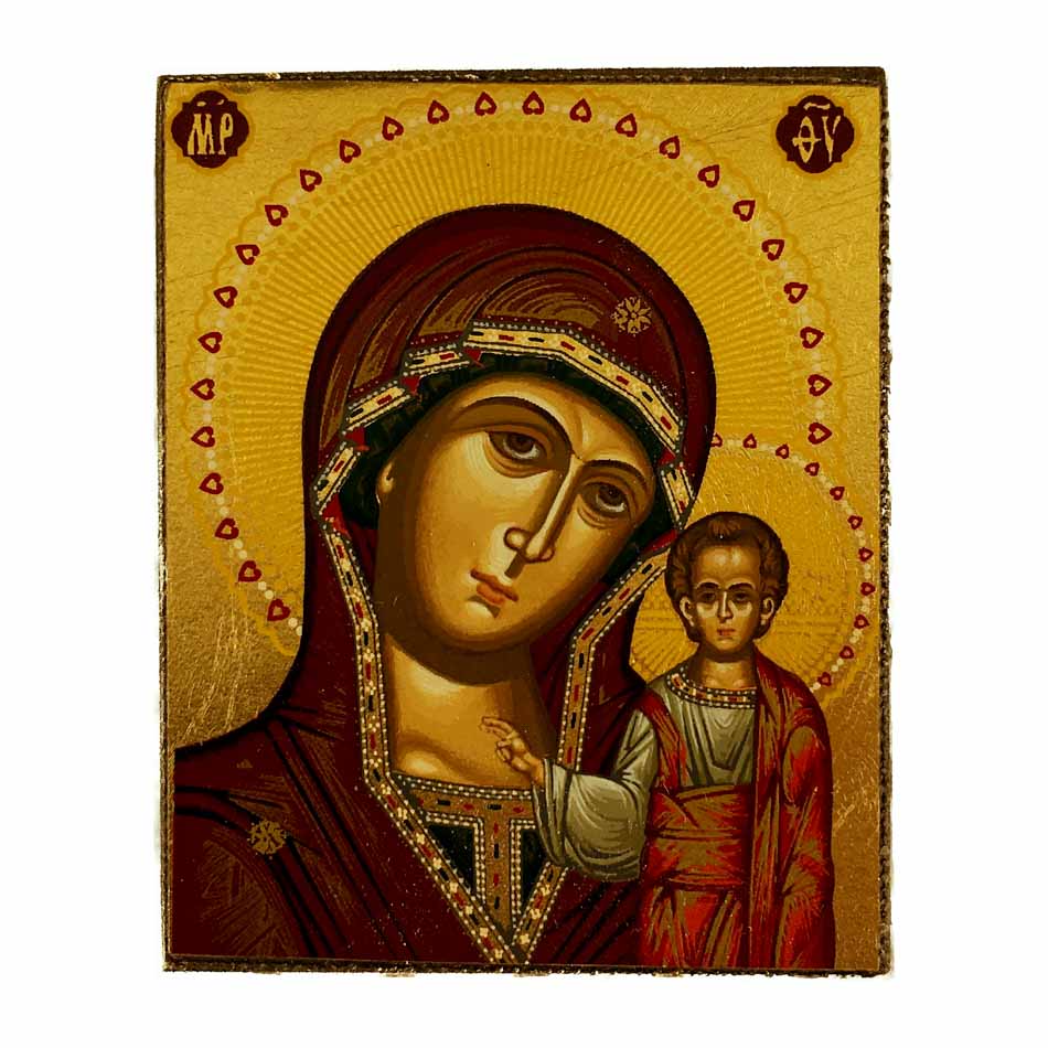 MONDO CATTOLICO Wooden Icon Our Lady of Kazan 5x4 cm