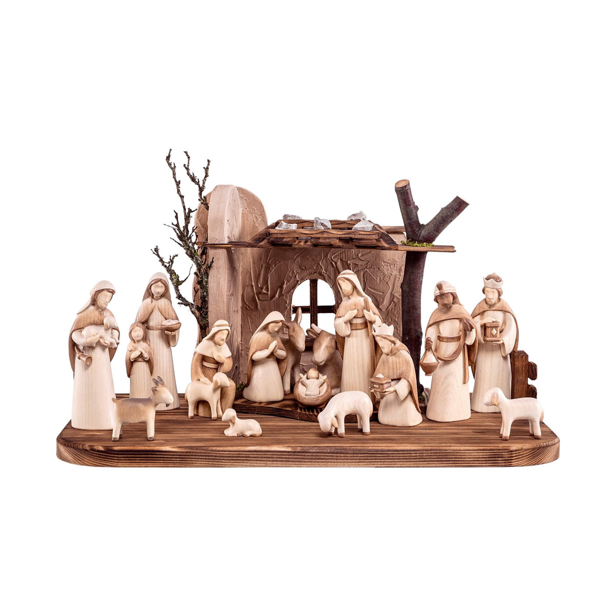 Wooden Nativity Scene Modern Style with the Three Magi and Shepherds ...