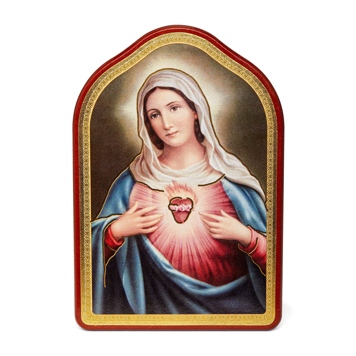 Wooden Painting With Red Frame of the Immaculate Heart of Mary | MONDO ...