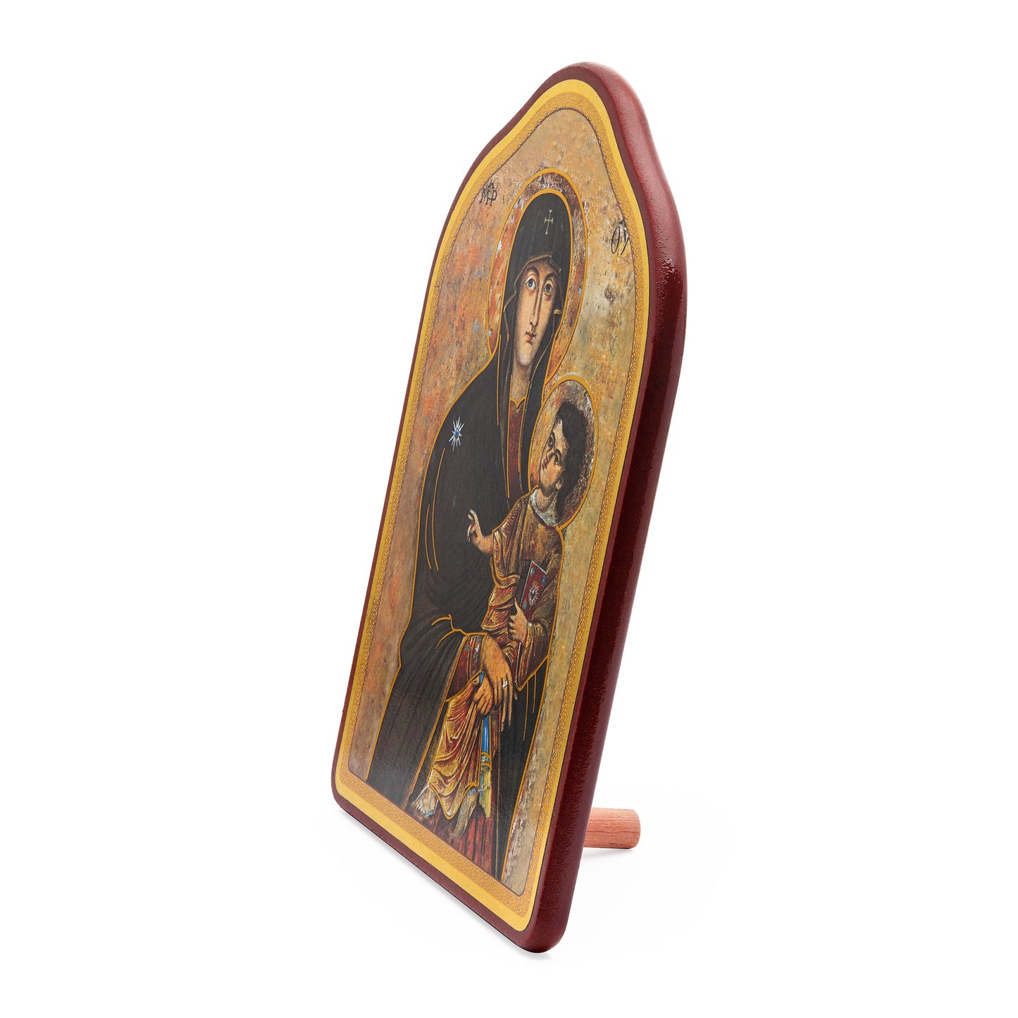 MONDO CATTOLICO ROMA Painting 14.50 x 21 cm (5.71 x 8.27 in) Wooden Painting With Red Frame of Salus Populi Romani