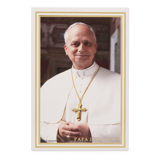 Wooden Panel of Pope Leo XIV with Gold-Plated Sterling Silver Details