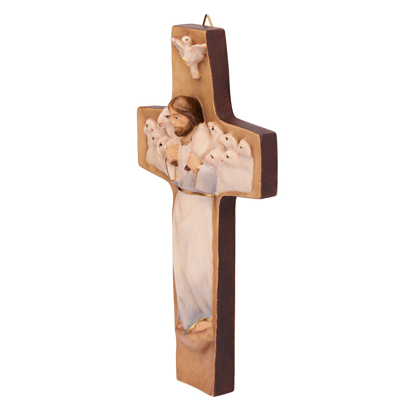 MONDO CATTOLICO ROMA Cross 12 x 20 mm (0.47 x 0.79 in) Wooden Pope Francis Good Shepherd Cross