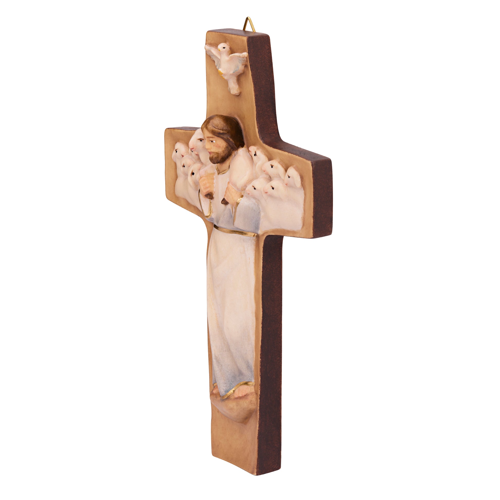 MONDO CATTOLICO ROMA Cross 12 x 20 mm (0.47 x 0.79 in) Wooden Pope Francis Good Shepherd Cross