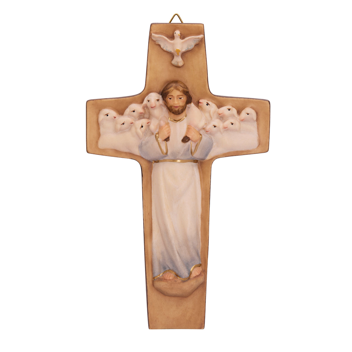 MONDO CATTOLICO ROMA Cross 12 x 20 mm (0.47 x 0.79 in) Wooden Pope Francis Good Shepherd Cross