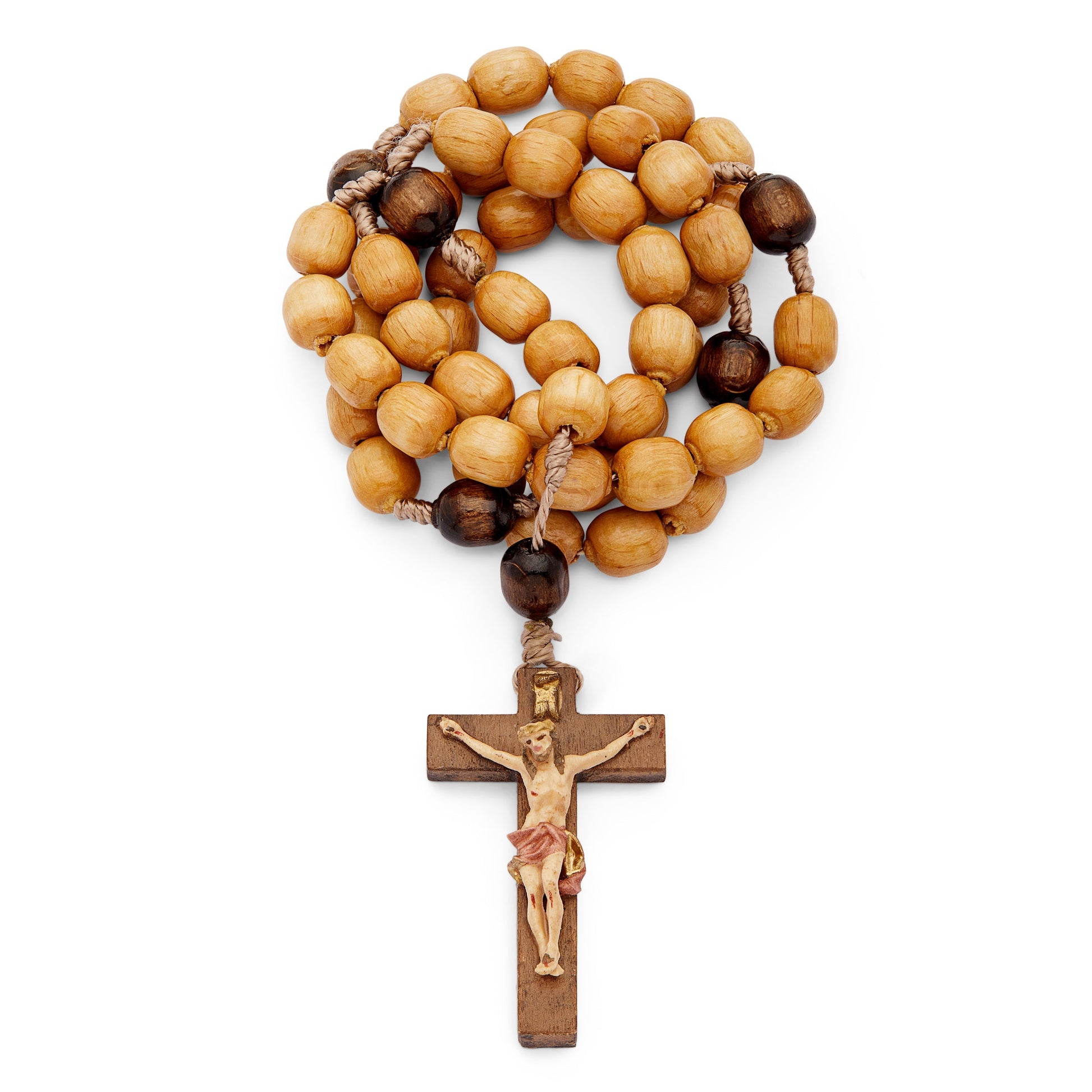 MONDO CATTOLICO Prayer Beads Wooden Rosary with a Coloured Crucifix