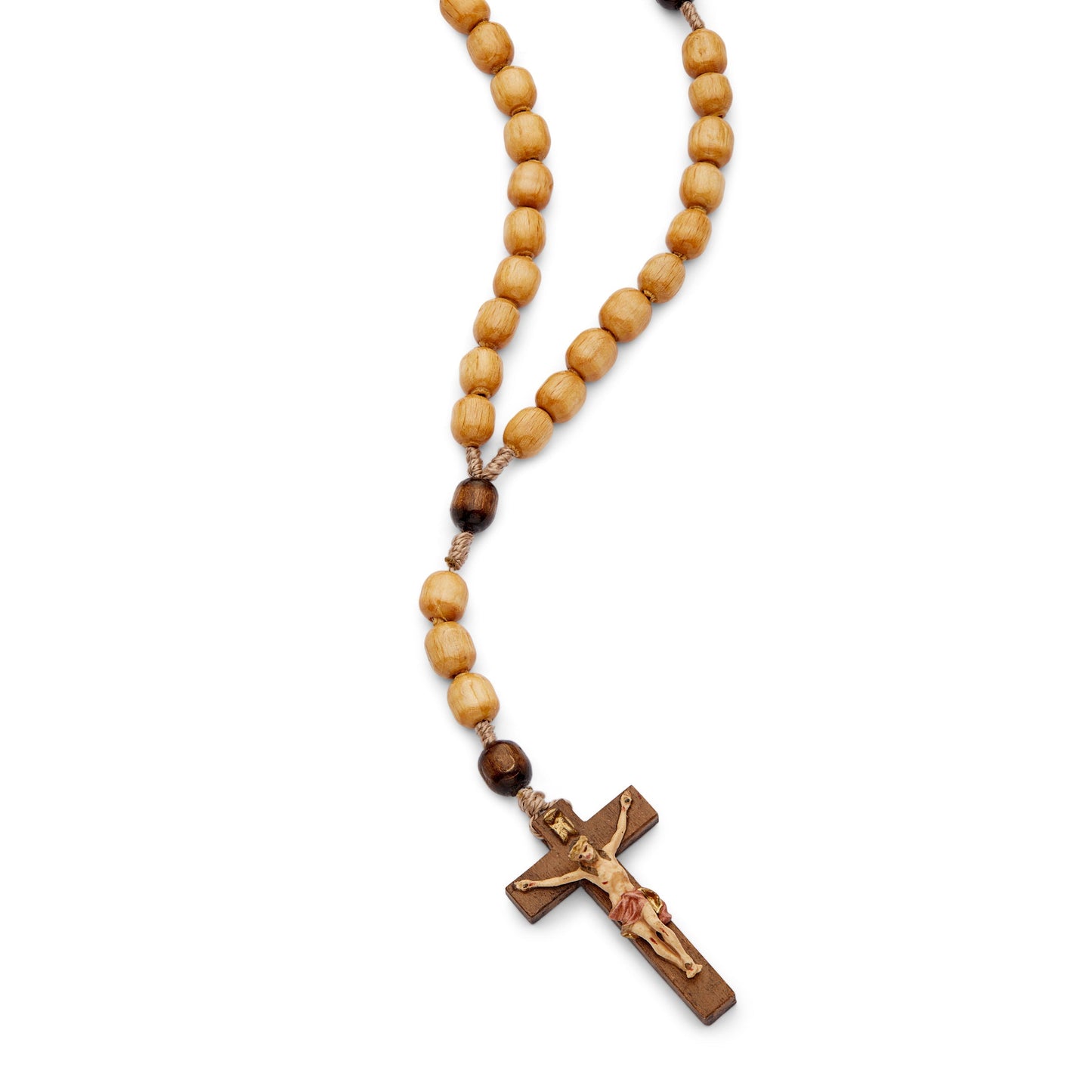 MONDO CATTOLICO Prayer Beads Wooden Rosary with a Coloured Crucifix