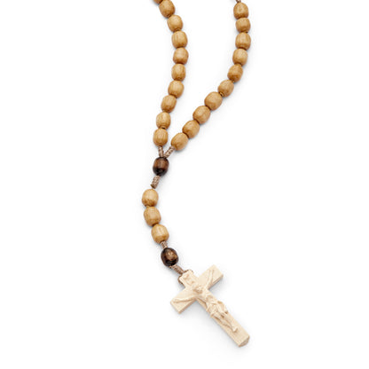 MONDO CATTOLICO Prayer Beads 44.5 cm (17.51 in) / 10 mm (0.39 in) Wooden Rosary with Coloured Wooden Cross