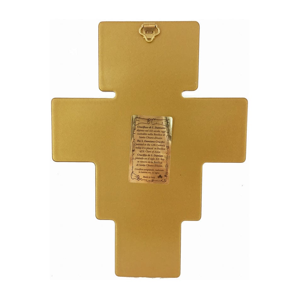 MONDO CATTOLICO 18 cm (7.09 in) Wooden San Damiano Crucifix With Gold Details and Outline