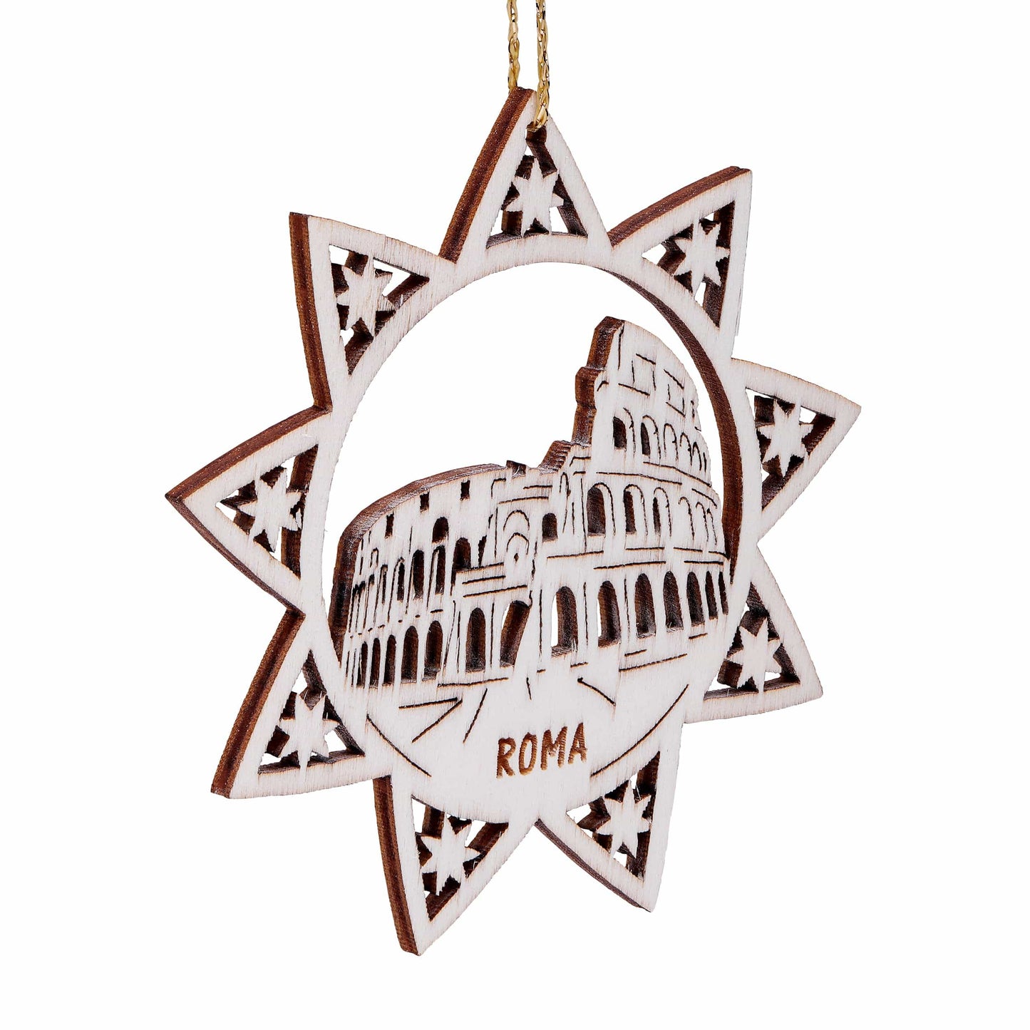 MONDO CATTOLICO Wooden star with Colosseum