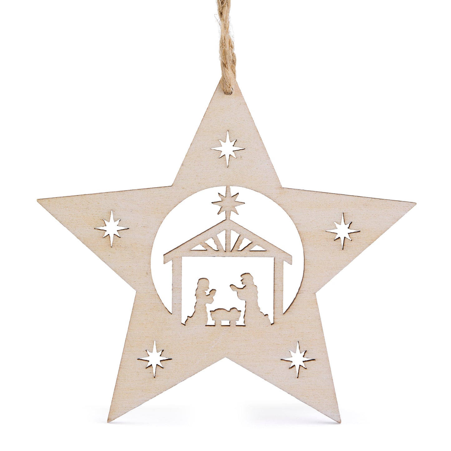 MONDO CATTOLICO ROMA 8.50 cm (3.35 in) Wooden Star With Nativity Scene