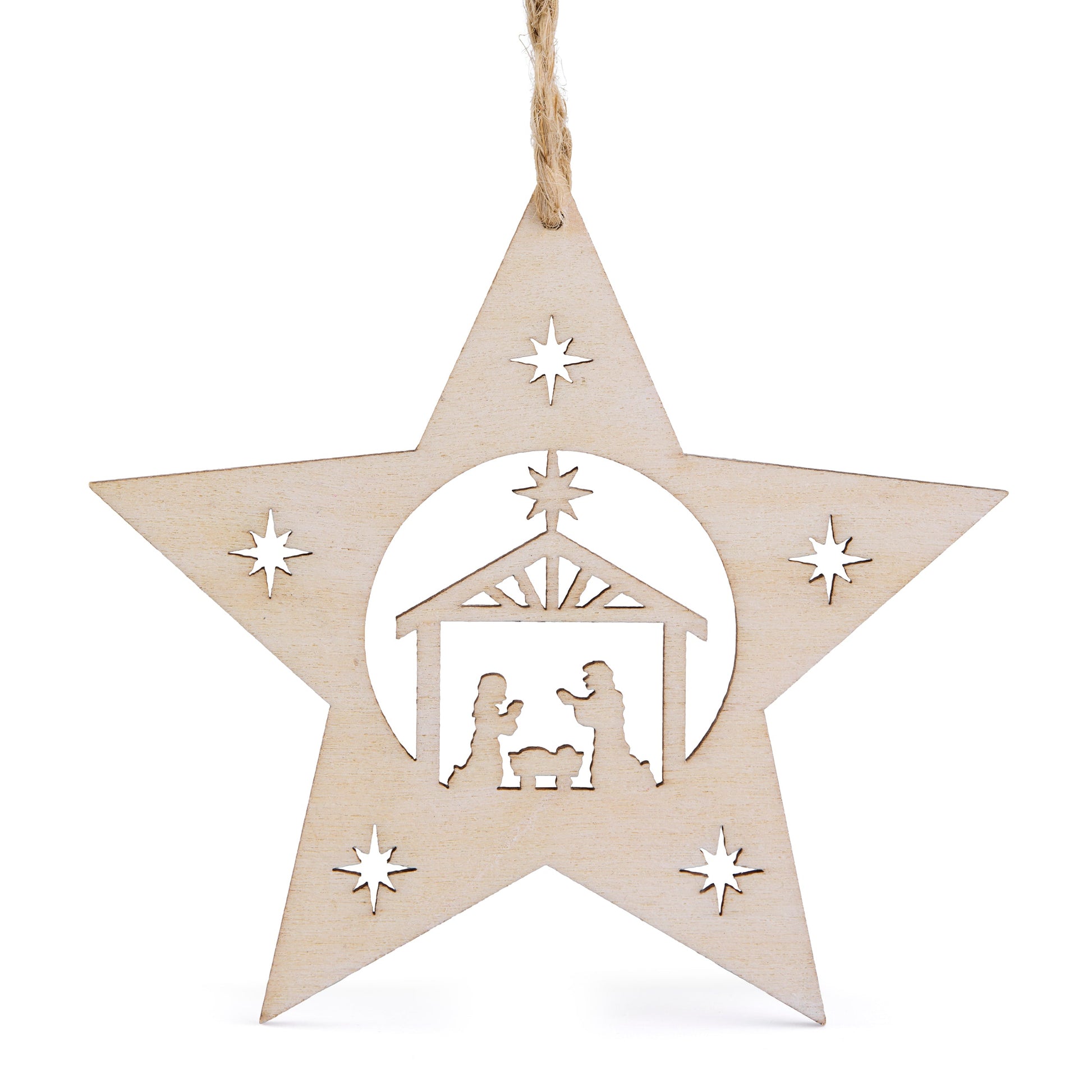 MONDO CATTOLICO ROMA 8.50 cm (3.35 in) Wooden Star With Nativity Scene