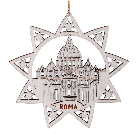 MONDO CATTOLICO Wooden Star with Saint Peter Basilica