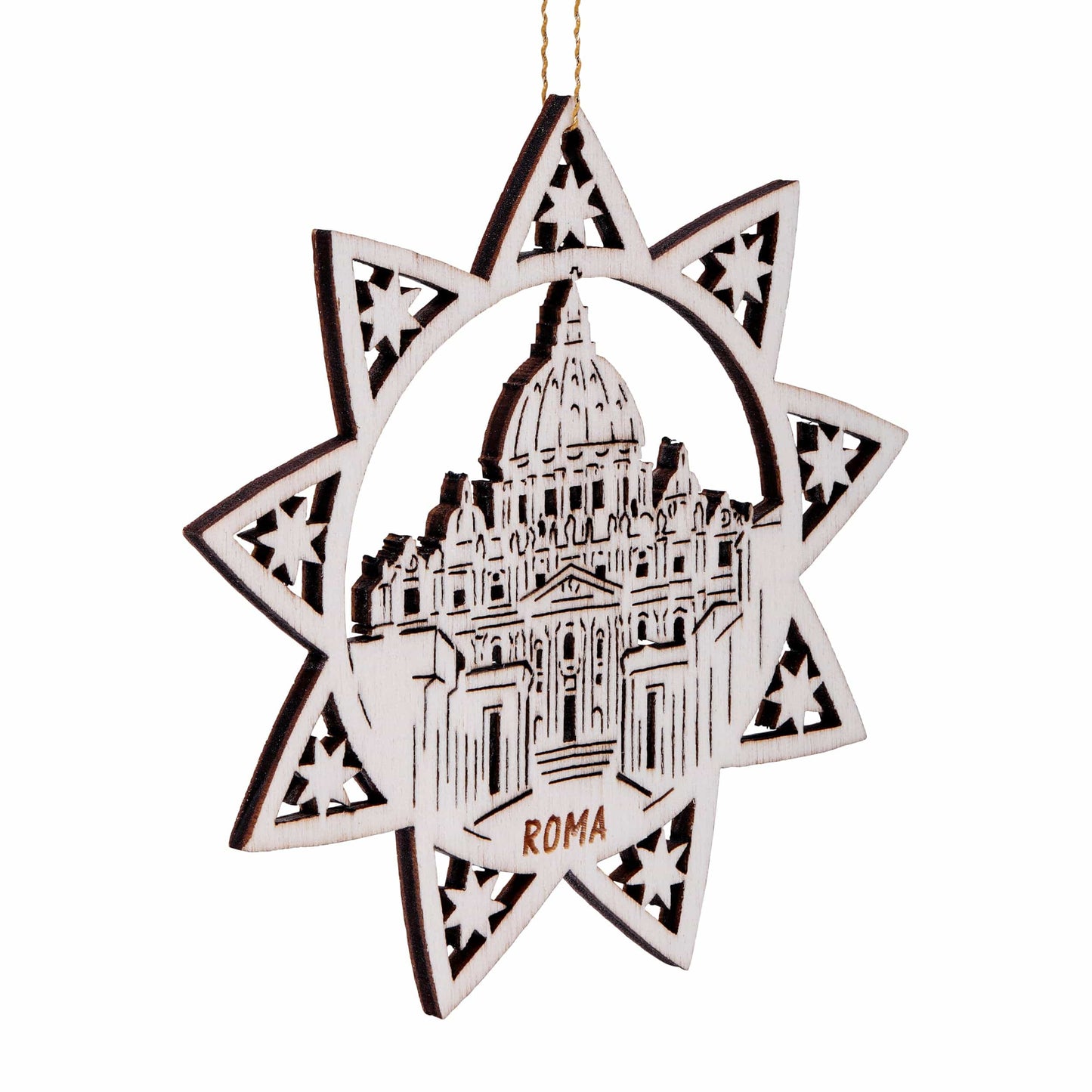 MONDO CATTOLICO Wooden Star with Saint Peter Basilica
