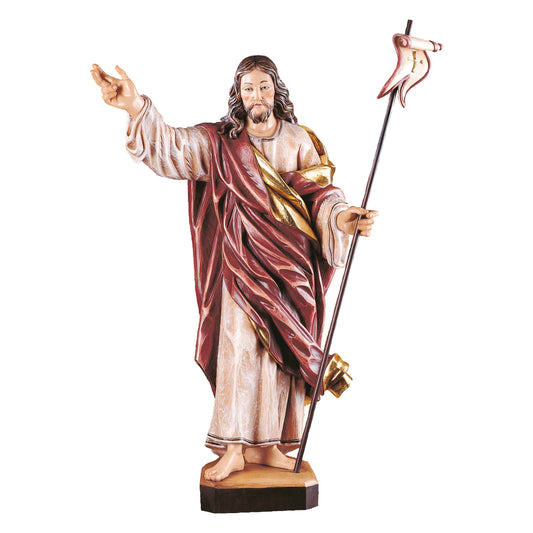 MONDO CATTOLICO Colored / 30 cm (11.8 in) Wooden statue of Christ Resurrector