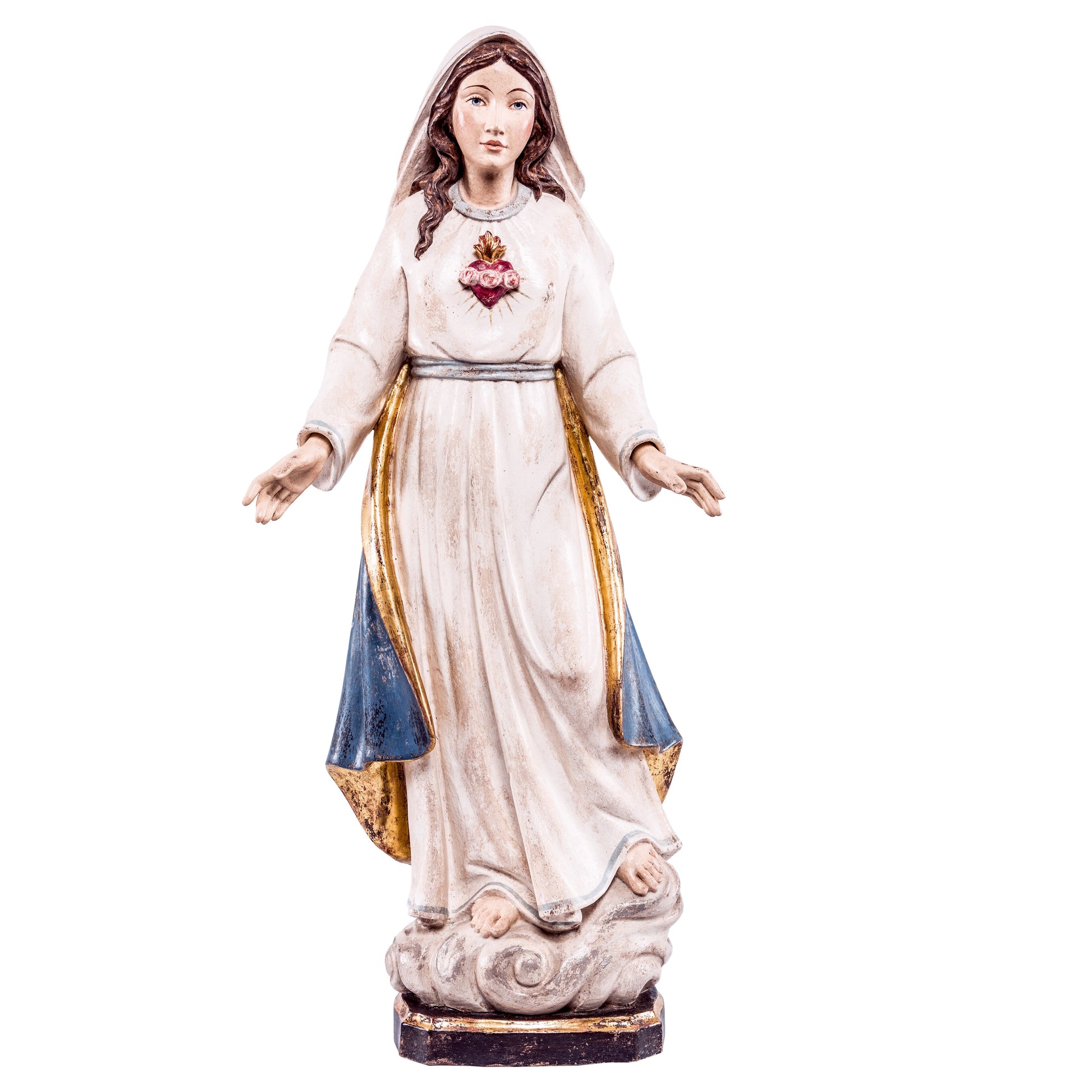 Mondo Cattolico Golden / 60 cm (23.6 in) Wooden statue of Holy heart of Mary