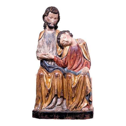 MONDO CATTOLICO Golden / 35 cm (13.8 in) Wooden statue of Jesus with St. John