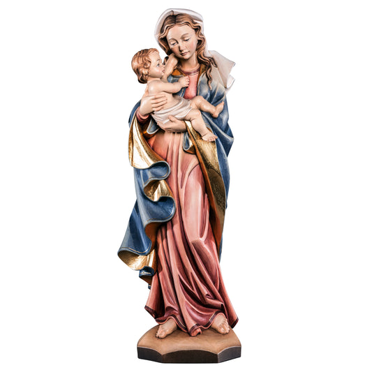 MONDO CATTOLICO Colored / 15 cm (5.9 in) Wooden statue of Madonna Germania