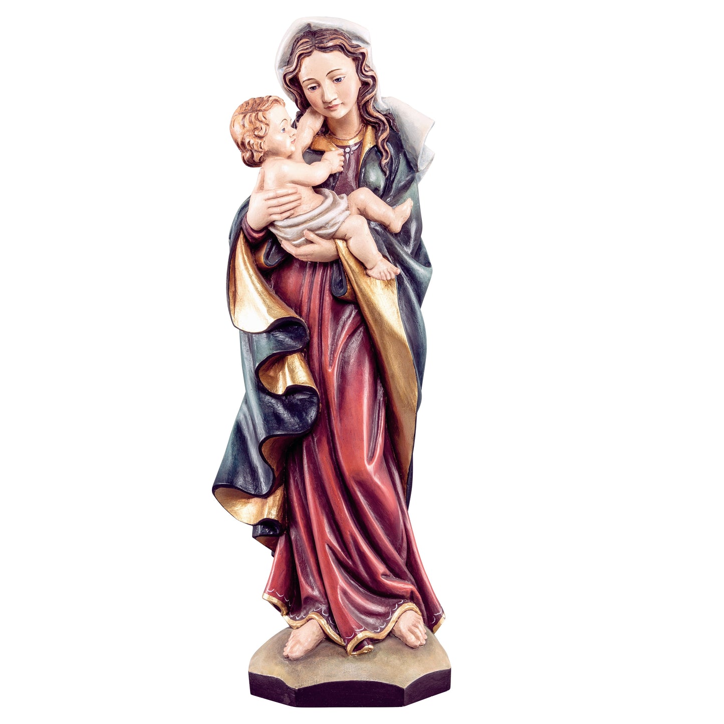 MONDO CATTOLICO Antiqued / 50 cm (19.7 in) Wooden statue of Madonna Germania