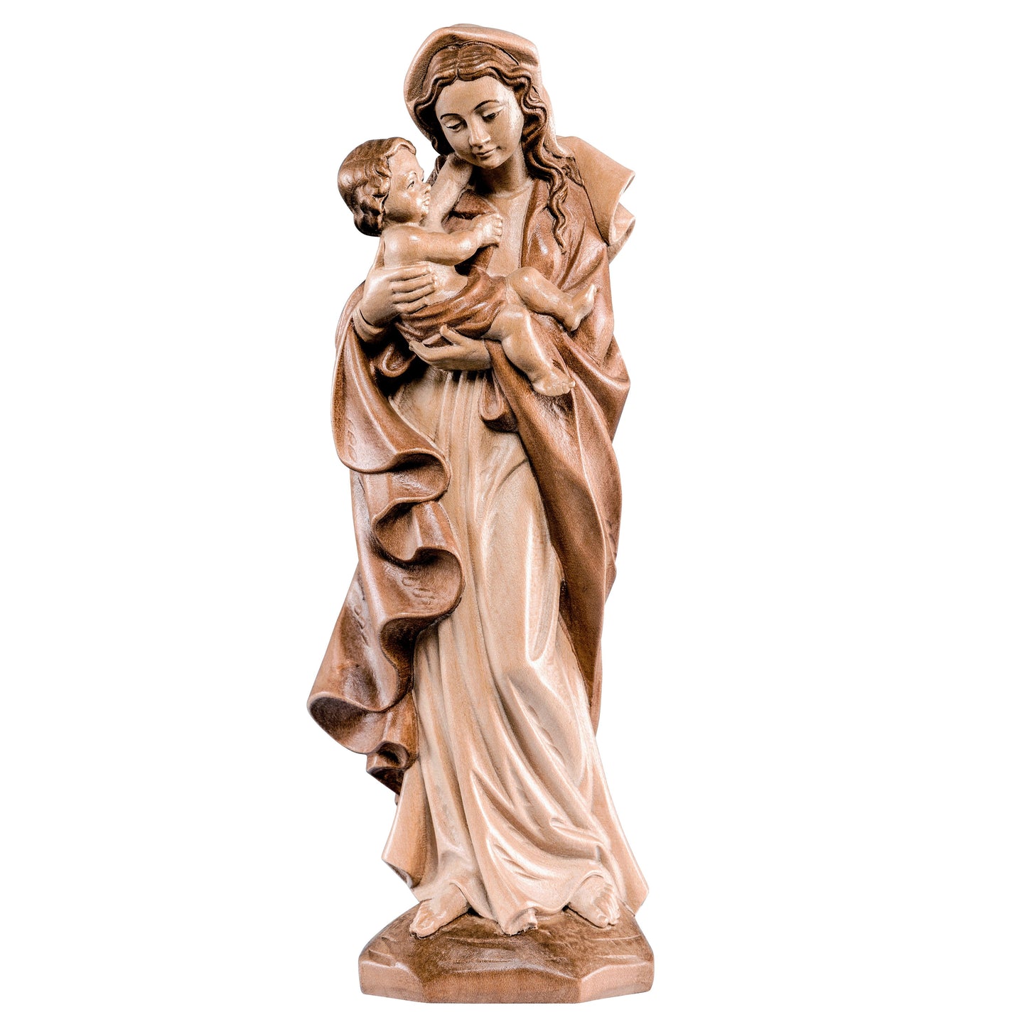MONDO CATTOLICO Glossy / 15 cm (5.9 in) Wooden statue of Madonna Germania