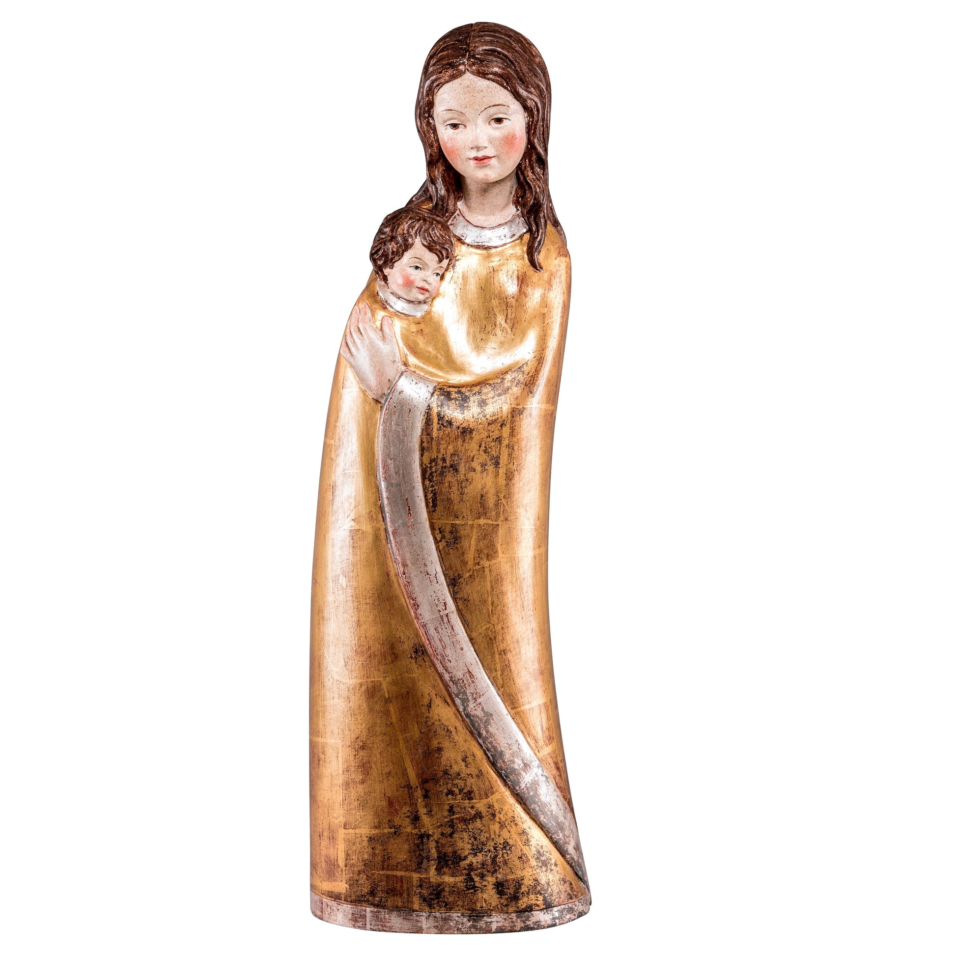 Mondo Cattolico Golden / 30 cm (11.8 in) Wooden statue of Madonna Jasmine