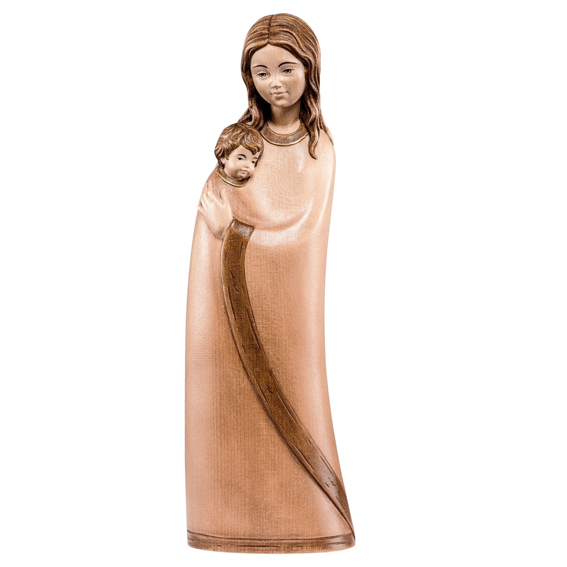 Mondo Cattolico Glossy / 15 cm (5.9 in) Wooden statue of Madonna Jasmine