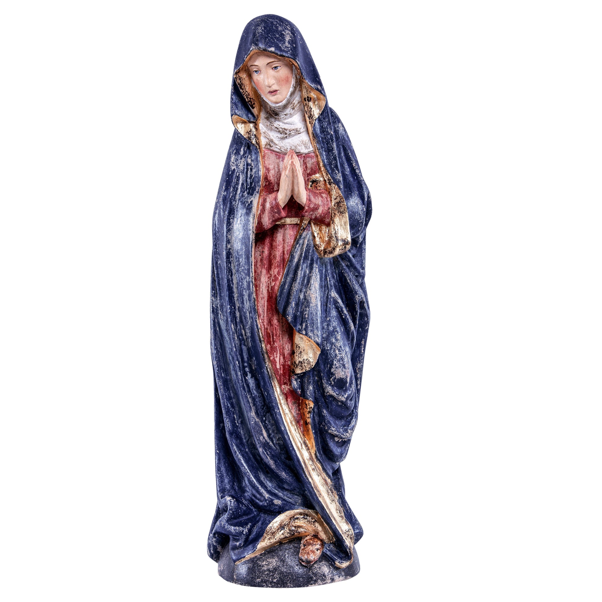 MONDO CATTOLICO Antiqued / 35 cm (13.8 in) Wooden statue of Madonna of Blutenburg