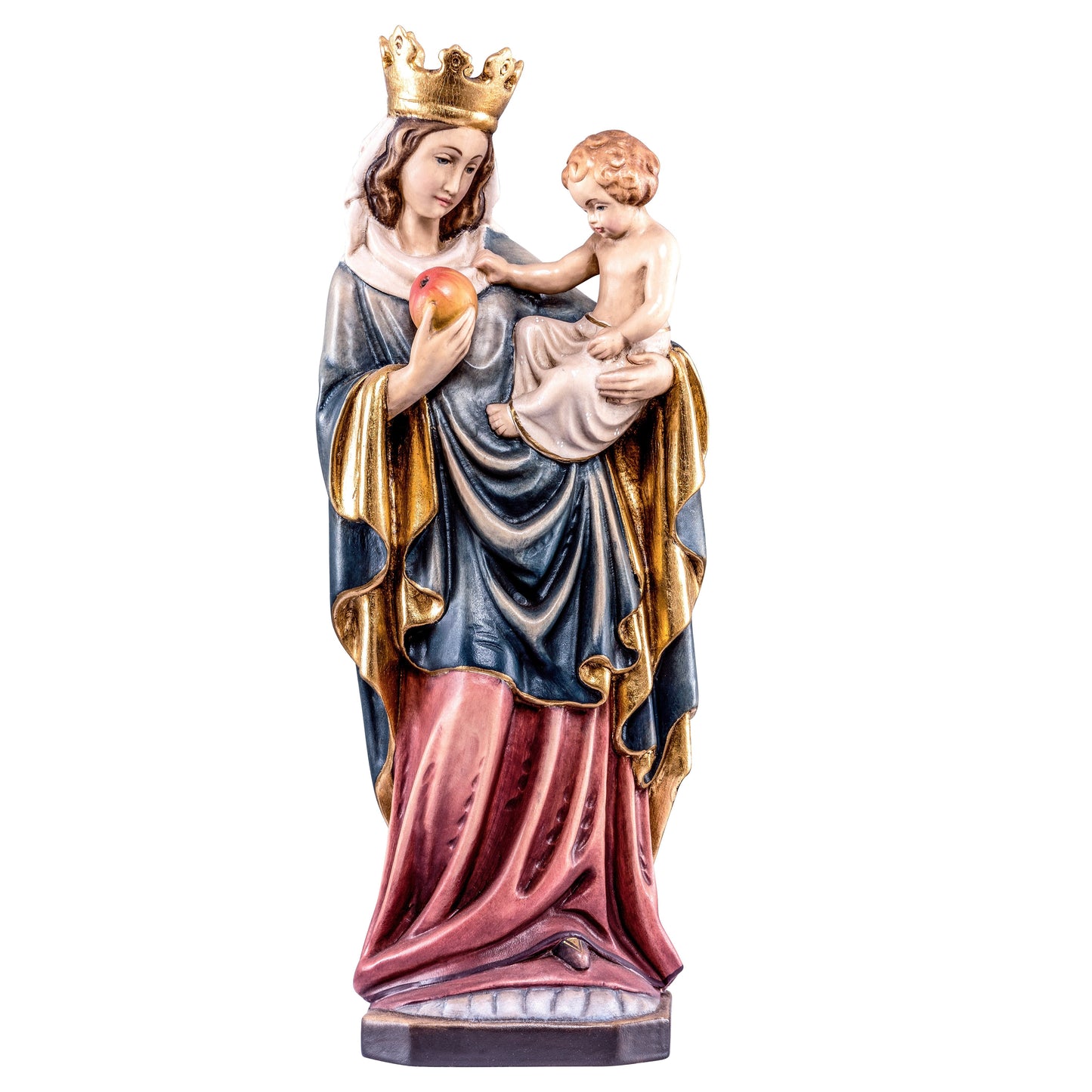 MONDO CATTOLICO Colored / 27 cm (10.6 in) Wooden statue of Madonna of Brixen