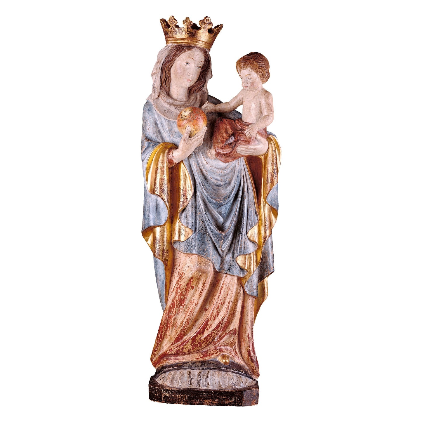 MONDO CATTOLICO Golden / 27 cm (10.6 in) Wooden statue of Madonna of Brixen