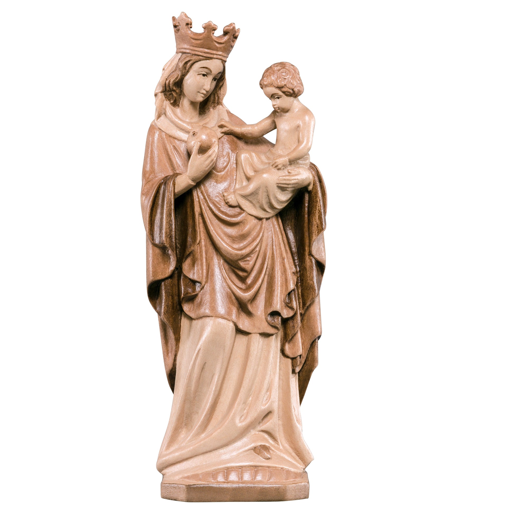 MONDO CATTOLICO Glossy / 27 cm (10.6 in) Wooden statue of Madonna of Brixen