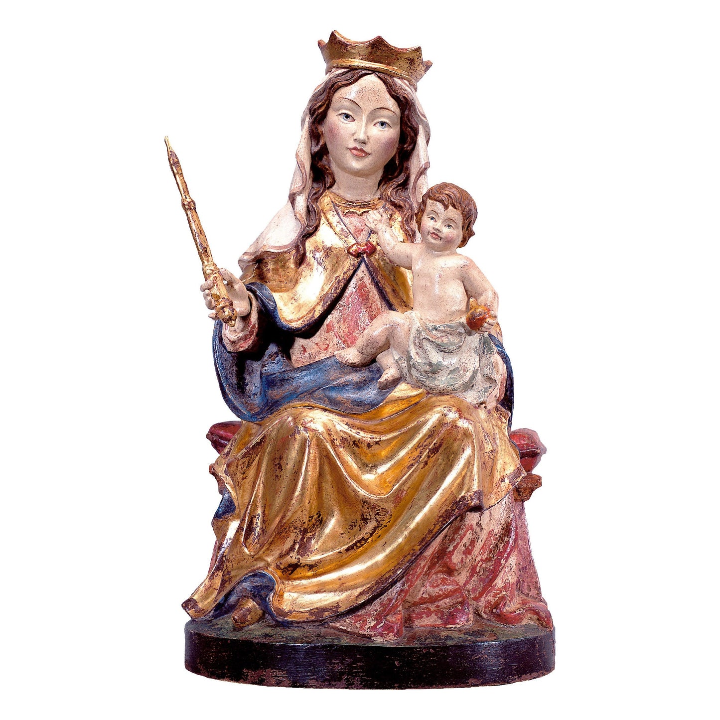 MONDO CATTOLICO Golden / 42 cm (16.5 in) Wooden statue of Madonna of Dresden