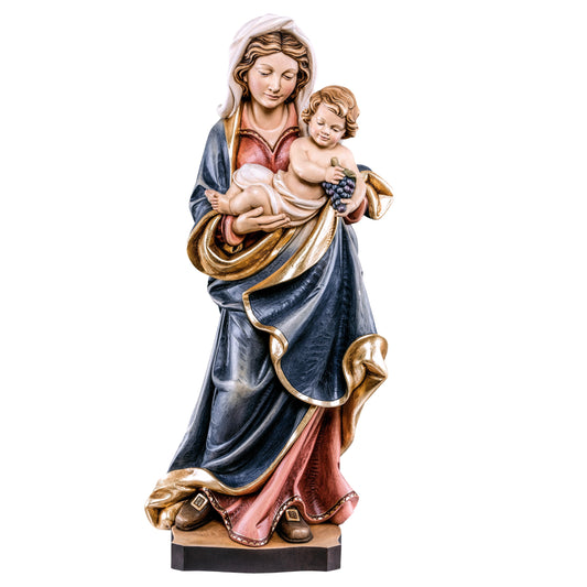 Mondo Cattolico Colored / 15 cm (5.9 in) Wooden statue of Madonna of grapes