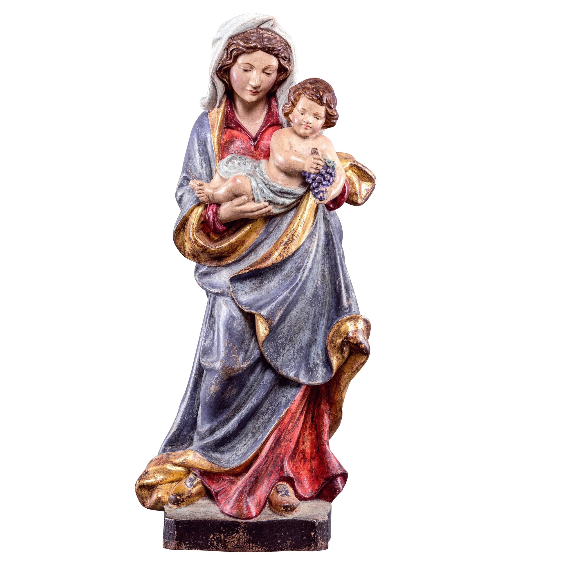 Mondo Cattolico Golden / 40 cm (15.7 in) Wooden statue of Madonna of grapes