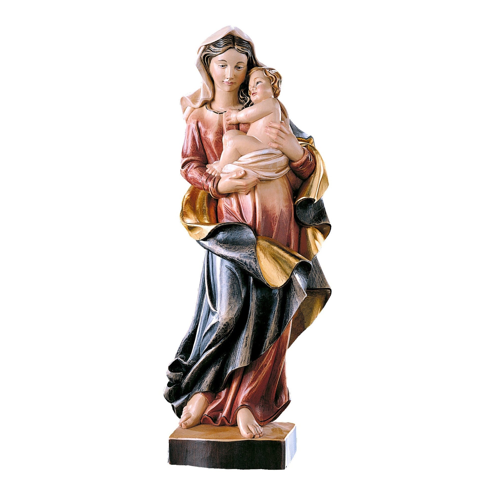 Mondo Cattolico Colored / 20 cm (7.9 in) Wooden statue of Madonna of gypsies