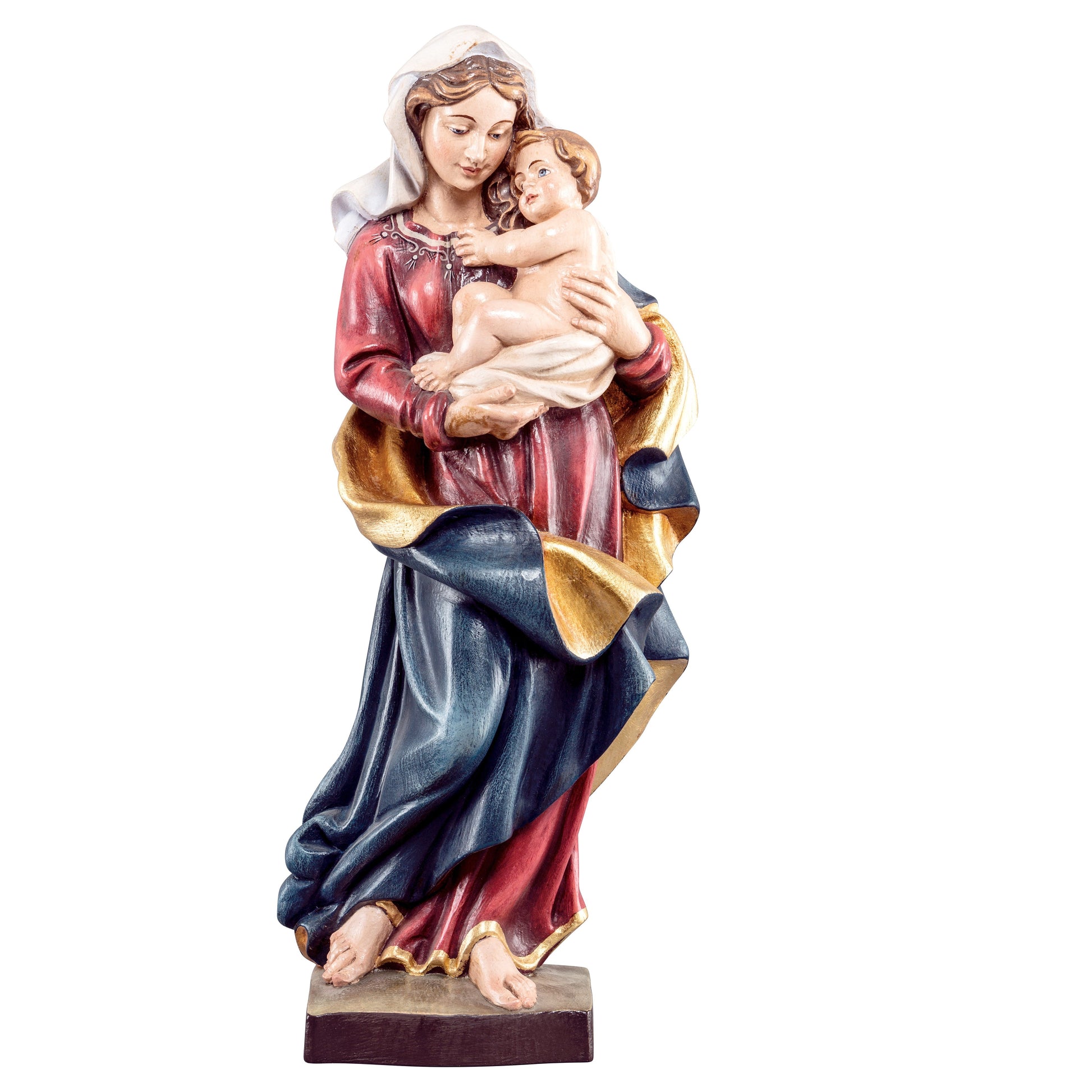 MONDO CATTOLICO Antiqued / 50 cm (19.7 in) Wooden statue of Madonna of gypsies