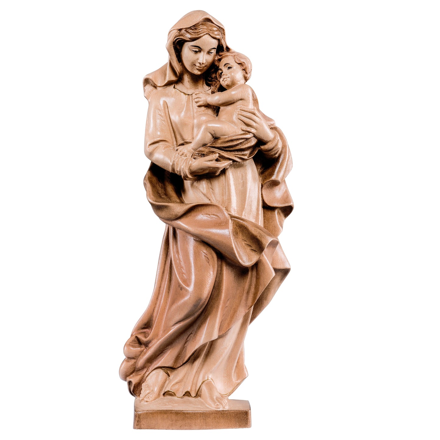MONDO CATTOLICO Glossy / 20 cm (7.9 in) Wooden statue of Madonna of gypsies