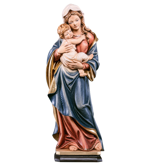 MONDO CATTOLICO Colored / 10 cm (3.9 in) Wooden statue of Madonna of home