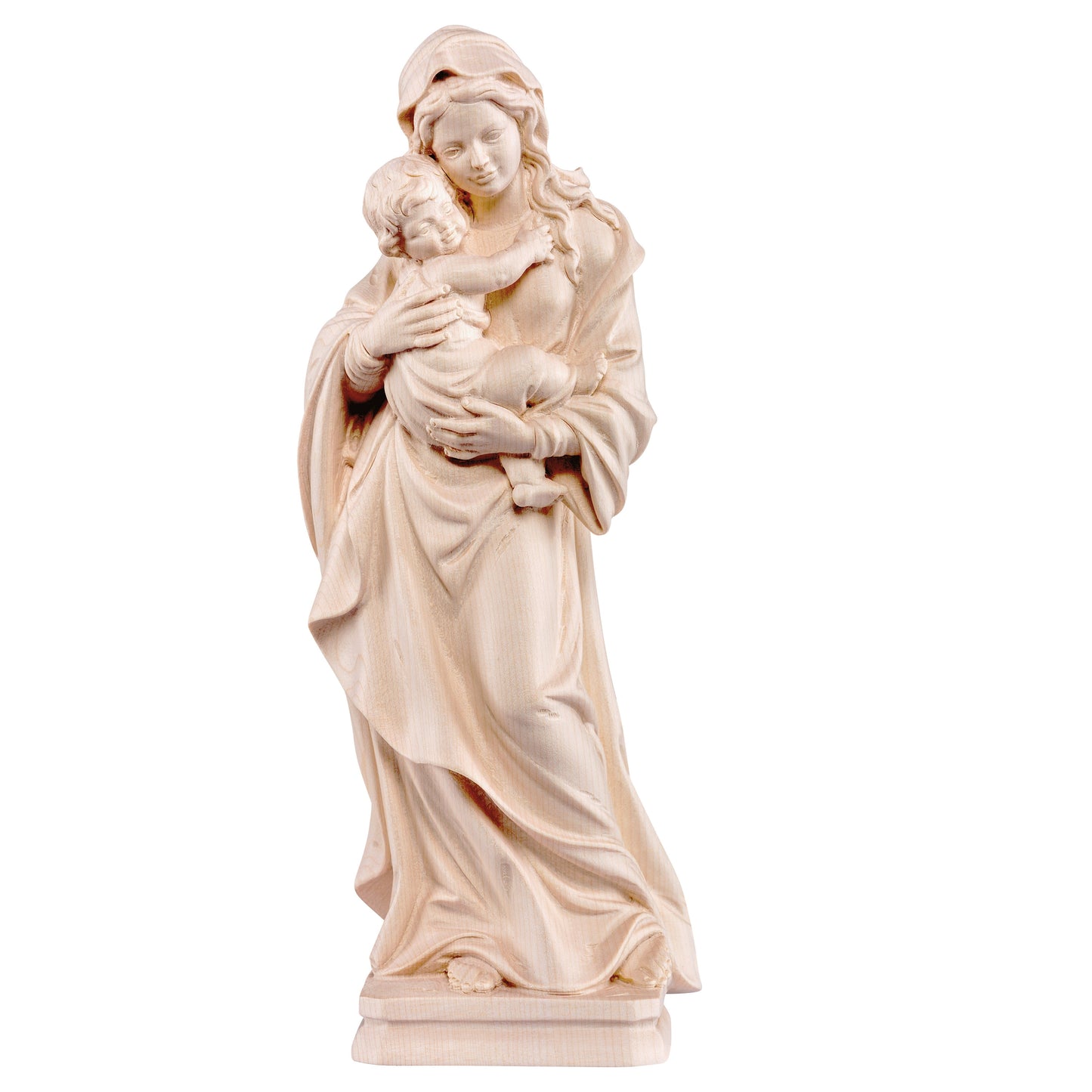 Mondo Cattolico Natural / 15 cm (5.9 in) Wooden statue of Madonna of home