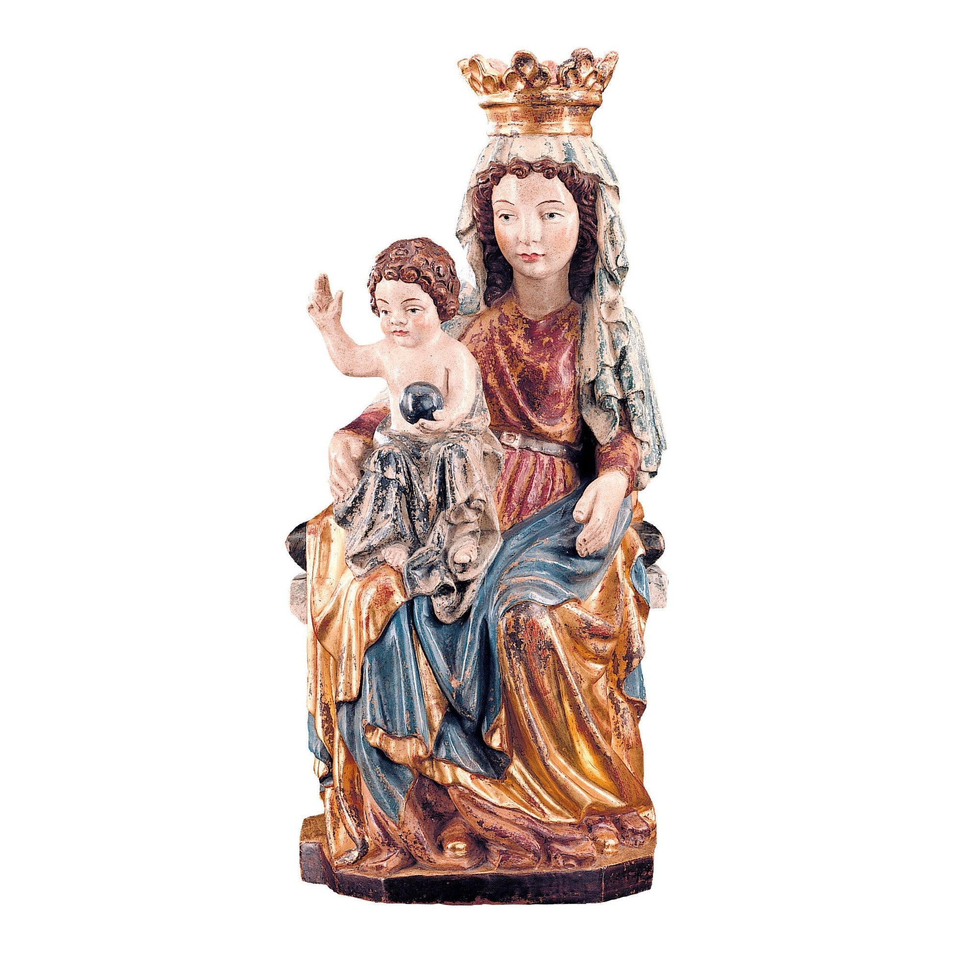 MONDO CATTOLICO Golden / 25 cm (9.8 in) Wooden statue of Madonna of Prague