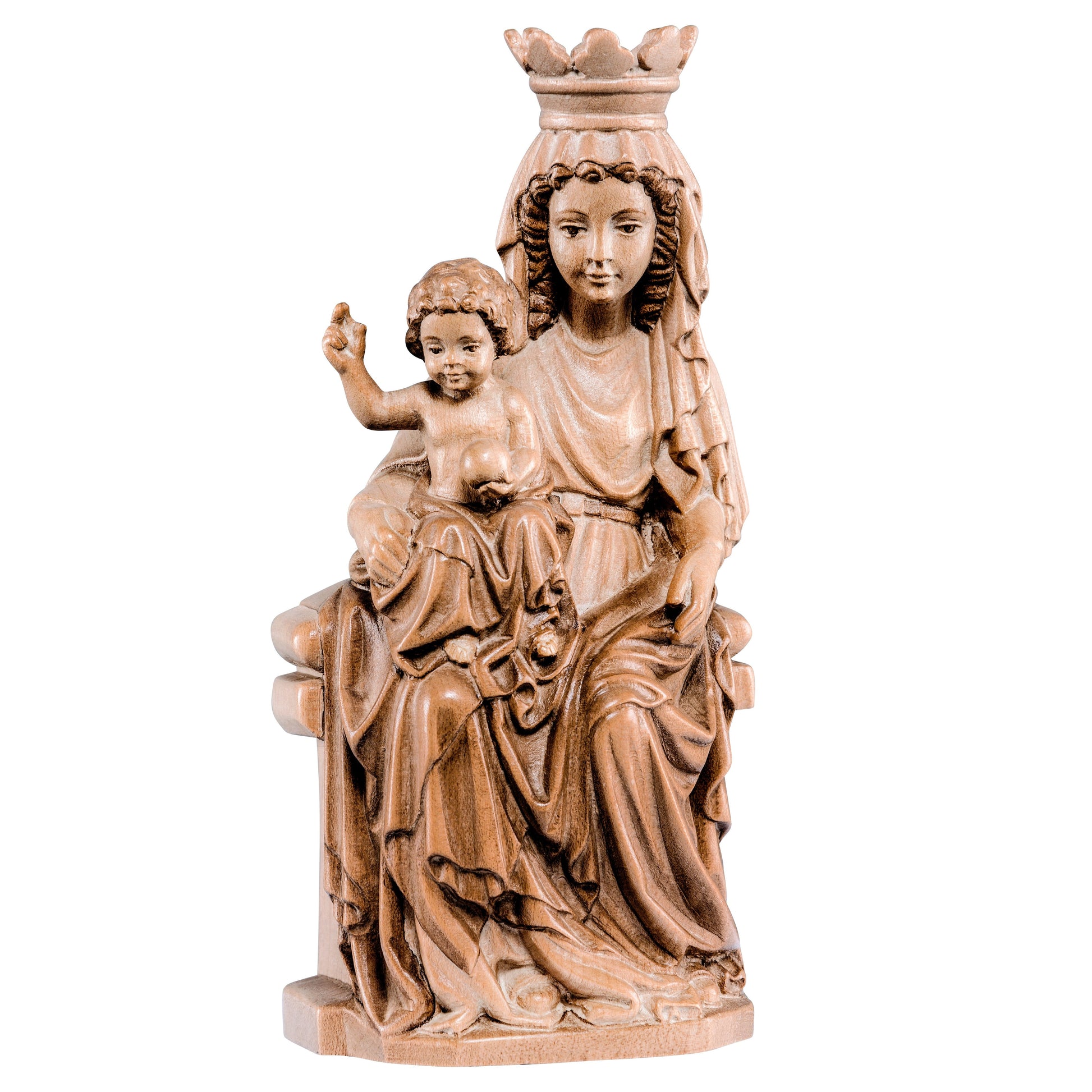 MONDO CATTOLICO Glossy / 16 cm (6.3 in) Wooden statue of Madonna of Prague