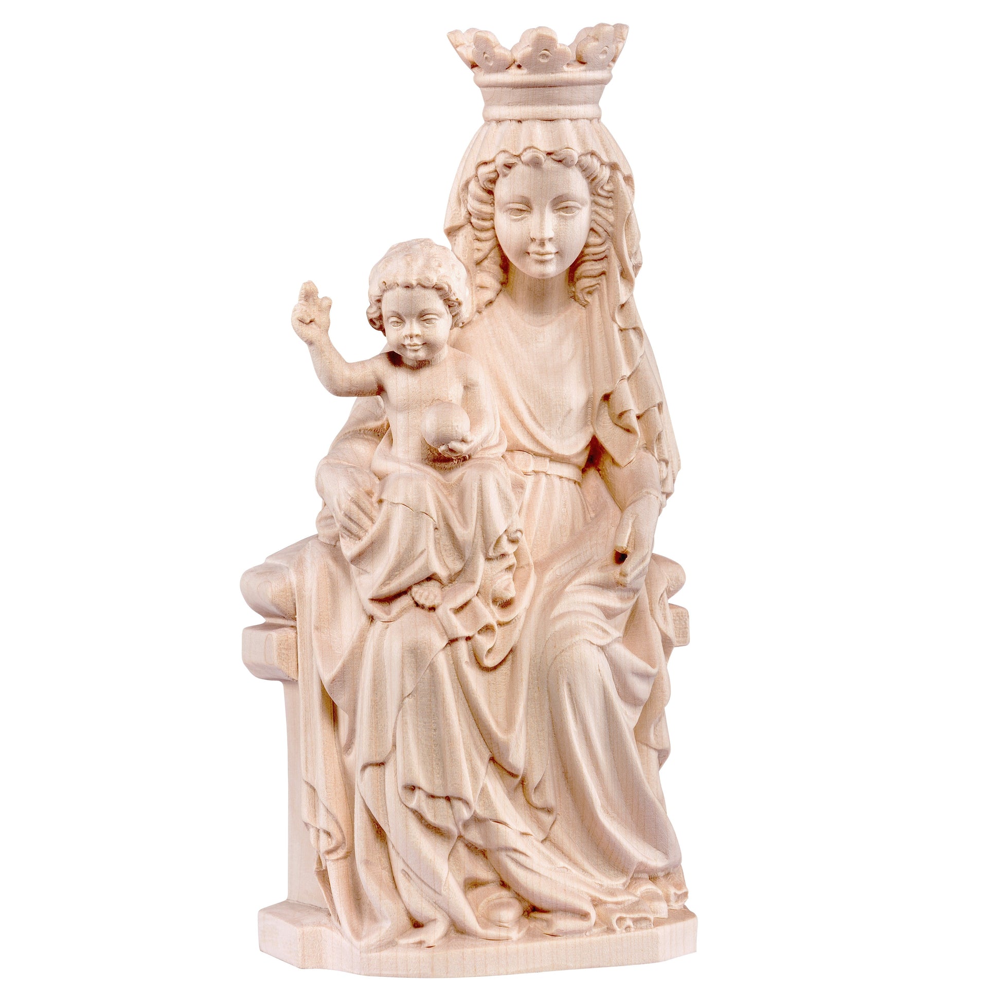 MONDO CATTOLICO Natural / 16 cm (6.3 in) Wooden statue of Madonna of Prague
