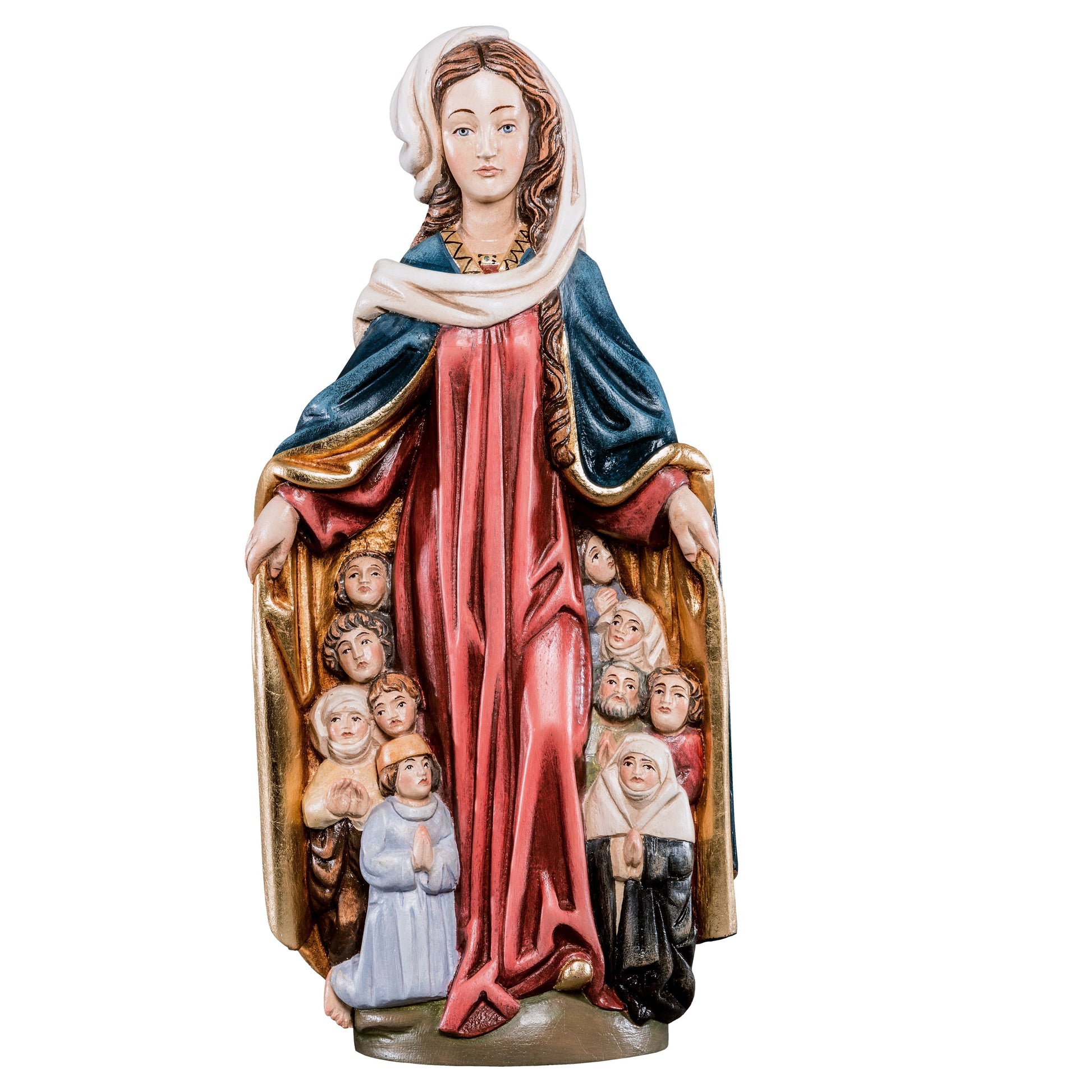 MONDO CATTOLICO Antiqued / 50 cm (19.7 in) Wooden statue of Madonna of protective cloak