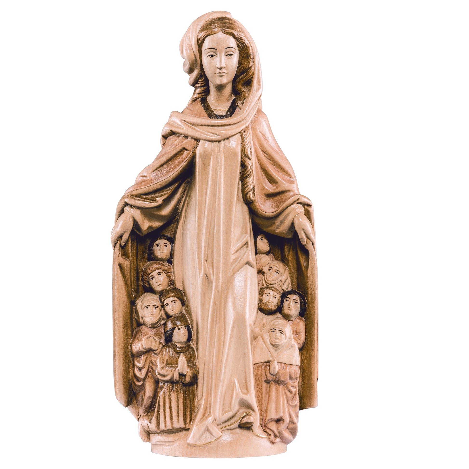 MONDO CATTOLICO Glossy / 13 cm (5.1 in) Wooden statue of Madonna of protective cloak