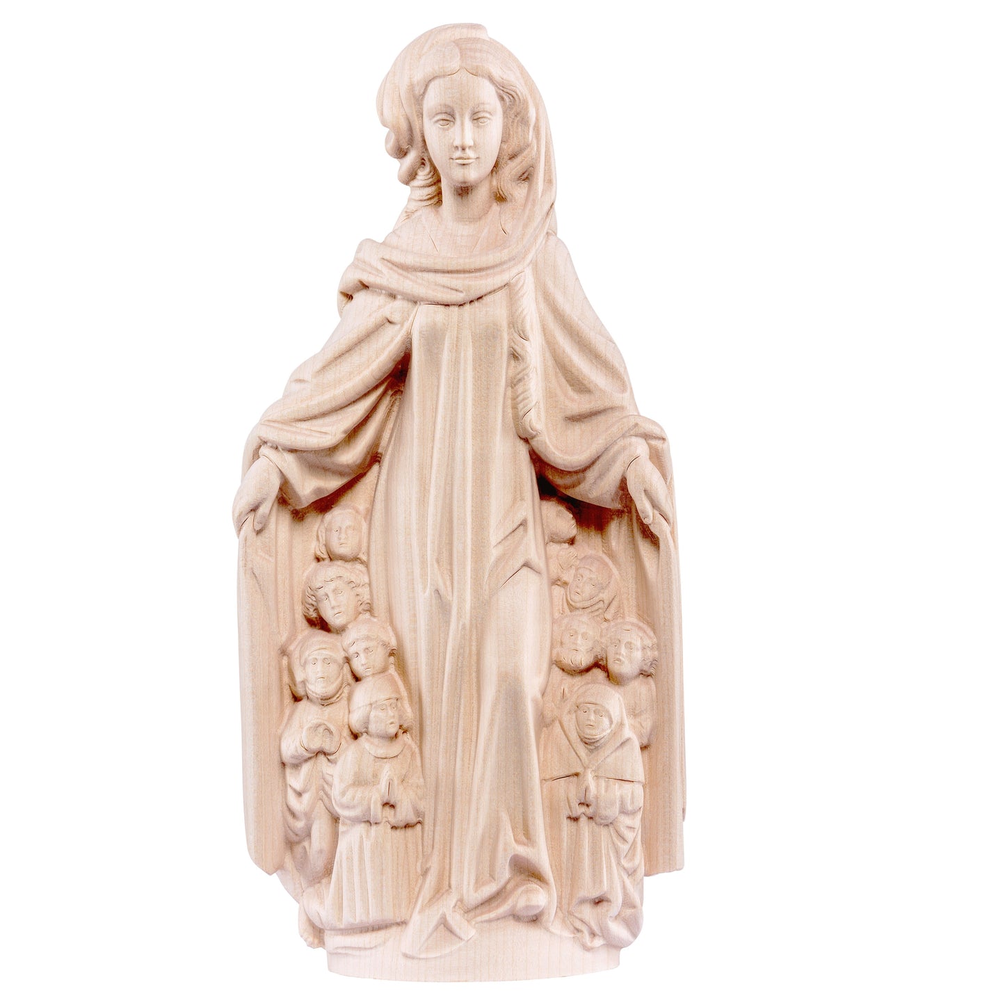 MONDO CATTOLICO Natural / 13 cm (5.1 in) Wooden statue of Madonna of protective cloak