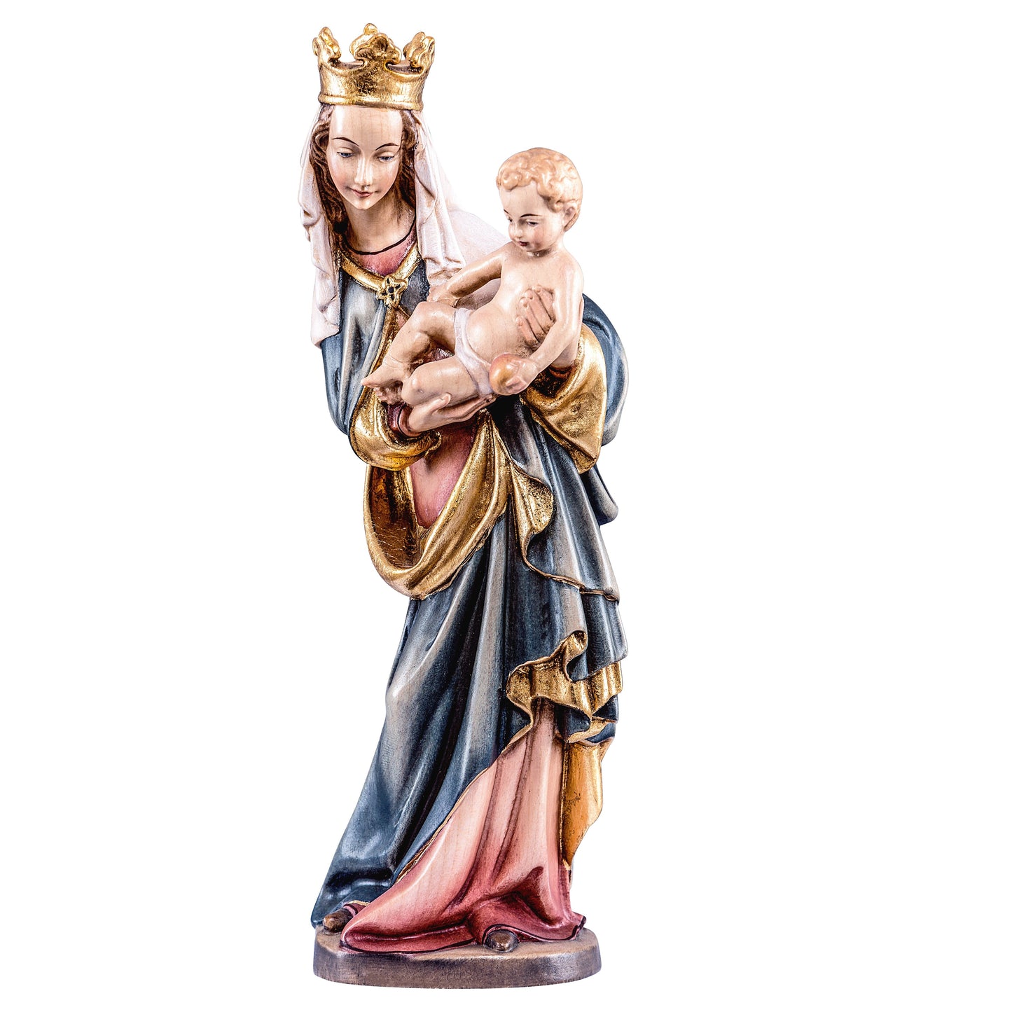 Mondo Cattolico Colored / 27 cm (10.6 in) Wooden statue of Madonna of Salzburg